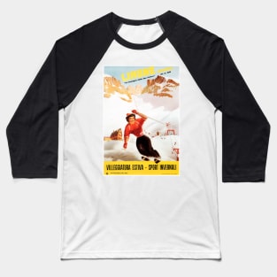 Skiing in LIMONE Piemonte by Carlo Prandoni Ski Resort Vintage Italy Travel Ad Baseball T-Shirt